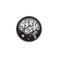 Brain Logo silhouette design vector template. Brainstorm think idea Logotype concept icon.