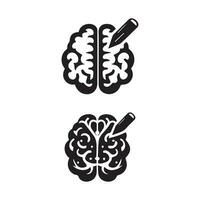 Brain Logo silhouette design vector template. Brainstorm think idea Logotype concept icon.