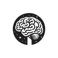 Brain Logo silhouette design vector template. Brainstorm think idea Logotype concept icon.