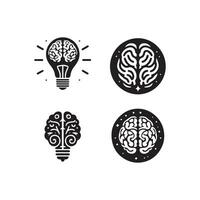 Brain Logo silhouette design vector template. Brainstorm think idea Logotype concept icon.