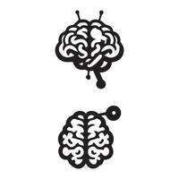 Brain Logo silhouette design vector template. Brainstorm think idea Logotype concept icon.