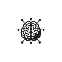 Brain Logo silhouette design vector template. Brainstorm think idea Logotype concept icon.