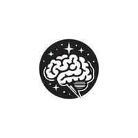 Brain Logo silhouette design vector template. Brainstorm think idea Logotype concept icon.