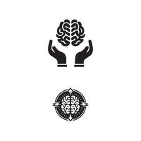 Brain Logo silhouette design vector template. Brainstorm think idea Logotype concept icon.