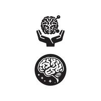 Brain Logo silhouette design vector template. Brainstorm think idea Logotype concept icon.