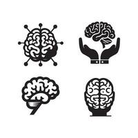 Brain Logo silhouette design vector template. Brainstorm think idea Logotype concept icon.