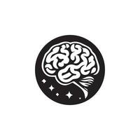 Brain Logo silhouette design vector template. Brainstorm think idea Logotype concept icon.