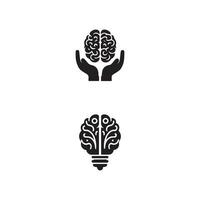 Brain Logo silhouette design vector template. Brainstorm think idea Logotype concept icon.