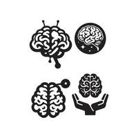 Brain Logo silhouette design vector template. Brainstorm think idea Logotype concept icon.