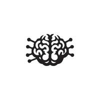 Brain Logo silhouette design vector template. Brainstorm think idea Logotype concept icon.