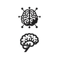 Brain Logo silhouette design vector template. Brainstorm think idea Logotype concept icon.