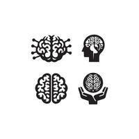 Brain Logo silhouette design vector template. Brainstorm think idea Logotype concept icon.