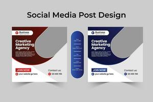 social medios de comunicación enviar diseño y cuadrado bandera con creativo, profesional, ojo atrapando y moderno diseño vector