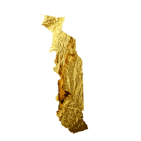 Togo Map Golden metal Color Height map 3d illustration png