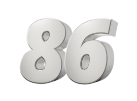 numeral 86, oitenta seis, 3d ilustração png