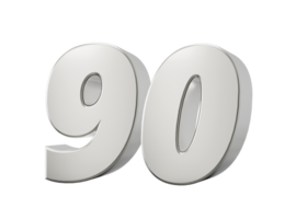 3d Shiny Silver Number 90, Ninety 3d Silver Number, 3d illustration png