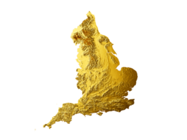 England Map Golden metal Color Height map 3d illustration png
