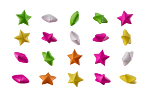3d colorful star shape candies, Multicolor sugar Coated candies, 3d illustration png
