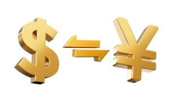 valuta uitwisseling dollar naar yen teken of symbool financieel concept 3d illustratie png