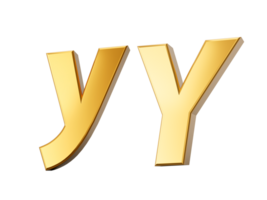 3d letter y in gold metal , capital and small letter 3d illustration png