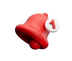 vermelho 3d notificação Sino ícone. 3d ilustração png