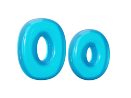 Aqua Blue jelly letter oo isolated - o zero 3d illustration png