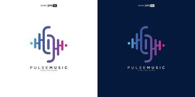 Pulse music player logo element. Logo template electronic music, equalizer, store, audio wave logo concept. vector