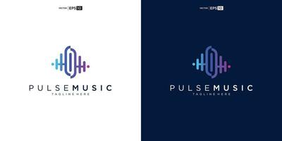 Pulse music player logo element. Logo template electronic music, equalizer, store, audio wave logo concept. vector