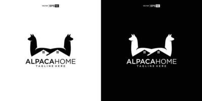 alpaca casa logo diseño ilustración vector