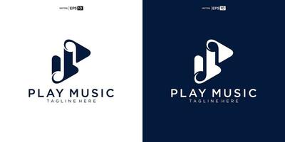 music logo play element for Sound recording studio, vocal course, composer, singer karaoke music logo design vector