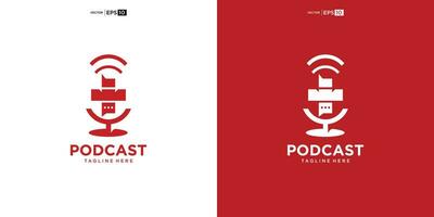 podcast microphone logo vector design template