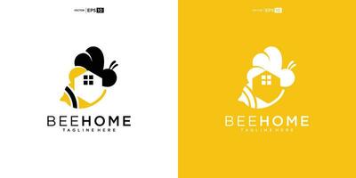 Home Bee Logo Design Template. Unique logo design with bee concept with home vector