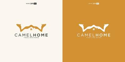 Desert camel with House for Home Real Estate Residential Mortgage Apartment Building Logo Design vector