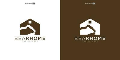 bear house logo design template. bear house home logo hipster retro vintage vector icon illustration