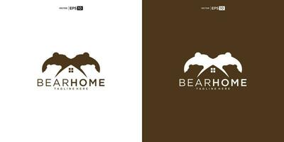 bear house logo design template. bear house home logo hipster retro vintage vector icon illustration