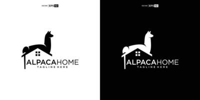 Alpaca house logo design illustration vector