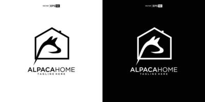 alpaca casa logo diseño ilustración vector