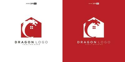 dragon silhouette logo design. Dragon vector illustration