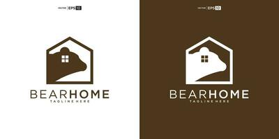 bear house logo design template. bear house home logo hipster retro vintage vector icon illustration