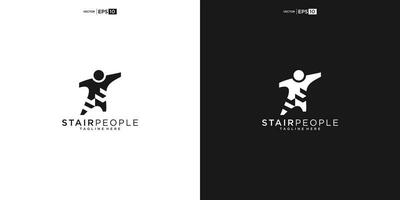 Stair Steps Tread Silhouette for Staircase Architecture Interior Building logo design vector