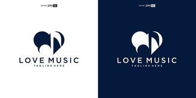 música logo amor elemento para sonido grabación estudio, vocal curso, compositor, cantante karaoke música logo diseño vector