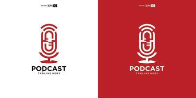 podcast microphone logo vector design template