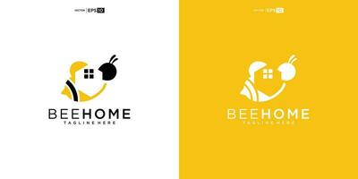 Home Bee Logo Design Template. Unique logo design with bee concept with home vector