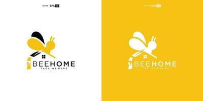 Home Bee Logo Design Template. Unique logo design with bee concept with home vector