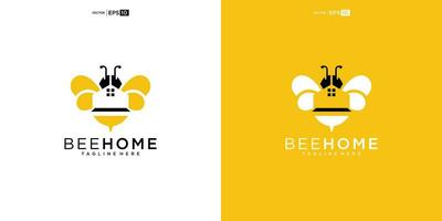 Home Bee Logo Design Template. Unique logo design with bee concept with home vector