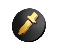 Gold Dropper or picker 3d Black icon 3d illustration. png