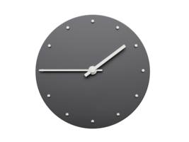 Simple clock gray One forty five o clock quarter to Two o'clock Modern Minimal Clock. 3D illustration png