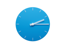 Minimal Clock time Quarter Past Two o'clock or Two fifteen 3d illustration png