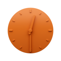 minimal orange klocka halv över tolv Klockan abstrakt minimalistisk vägg klocka 3d illustration png