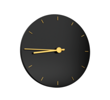 Premium Gold Clock icon isolated quarter to Nine on black icon . Eight forty five o'clock Time icon 3d illustration png